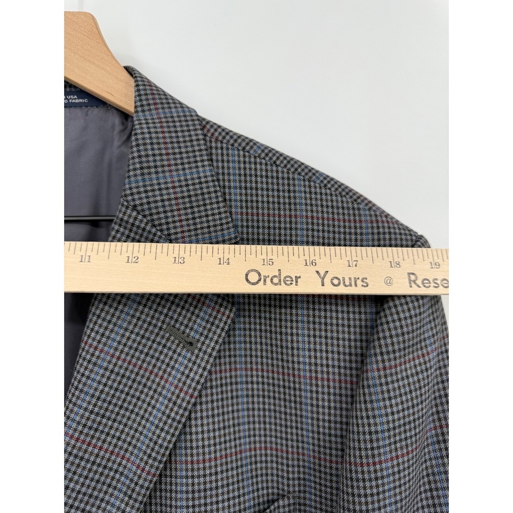 Joseph Abboud Sport Coat Mens 44L Blue‎ Gray Check Wool Blazer Jacket Made USA - Picture 7 of 11